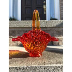 Vintage Fenton Amberina Glass Candy Bowl.